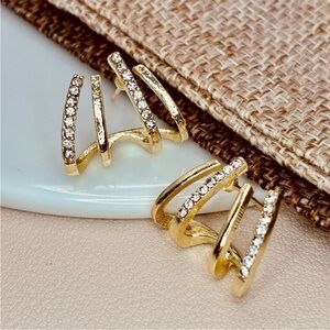 Anthropologie Gold Crystal CZ Stud Earrings